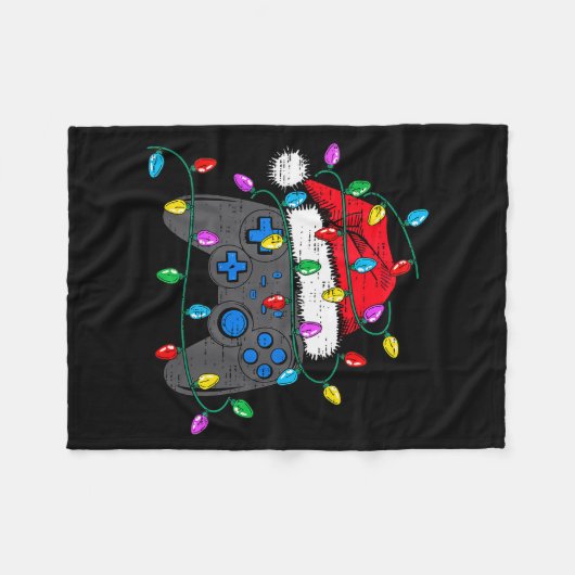 Christmas Video Game Controller Hat Santa Gamer Bo Fleecedecke (Vorderseite (Horizontal))