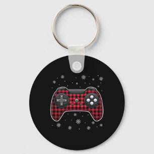 Christmas Video Game Controller Red Kariert Gamer  Schlüsselanhänger