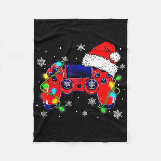 Christmas Video Game Controller Santa Hat Gamer Bo Fleecedecke (Vorderseite)
