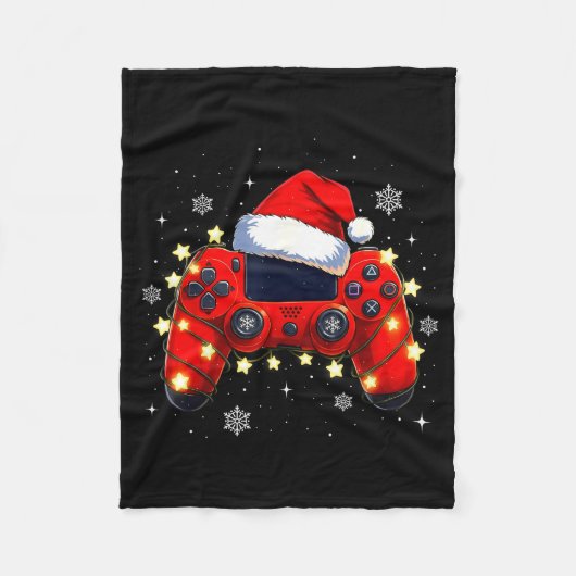 Christmas Video Game Controller Santa Hat Gamer Bo Fleecedecke (Vorderseite)