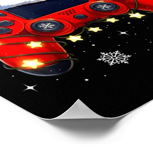 Christmas Video Game Controller Santa Hat Gamer Bo Poster (Ecke)