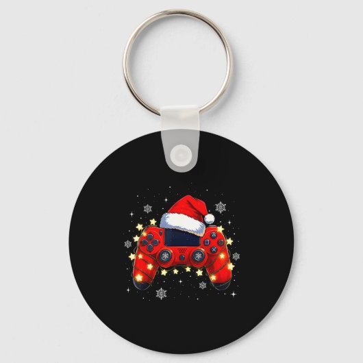Christmas Video Game Controller Santa Hat Gamer Bo Schlüsselanhänger (Vorderseite)