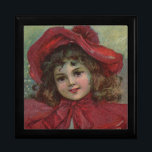 Christmas Viktorianisch Child Red Hat Girl Portrai Erinnerungskiste<br><div class="desc">Das Weihnachtskind - Dieses kleine Viktorianische Kind hat einen kleinen roten Hut und einen roten Mantel,  genau wie Little Red Riding Hood,  um ihr warm für die Weihnachtszeit behalten. Das wunderschöne Kind stammt aus einer Werbung aus dem späten 19. Jahrhundert.</div>