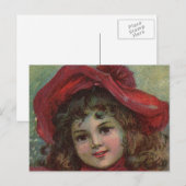 Christmas Viktorianisch Child Red Hat Girl Portrai Feiertagspostkarte (Vorne/Hinten)