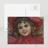Christmas Viktorianisch Child Red Hat Girl Portrai Feiertagspostkarte (Vorne/Hinten)