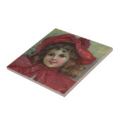 Christmas Viktorianisch Child Red Hat Girl Portrai Fliese (Seite)