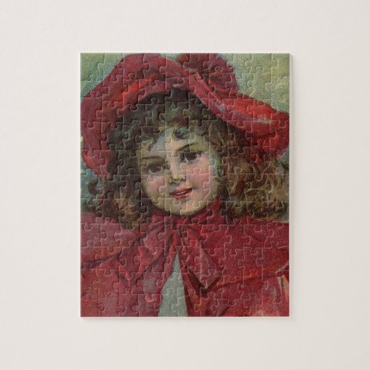 Christmas Viktorianisch Child Red Hat Girl Portrai Puzzle (Vertikal)