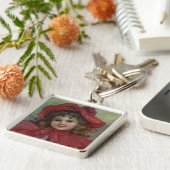 Christmas Viktorianisch Child Red Hat Girl Portrai Schlüsselanhänger (Seite)