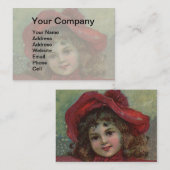 Christmas Viktorianisch Child Red Hat Girl Portrai Visitenkarte (Vorne/Hinten)