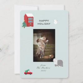 Christmas Village 1 photo Holiday Card Feiertagskarte