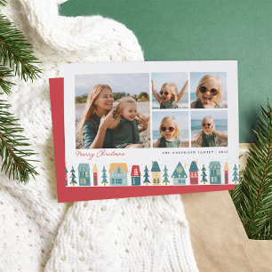 Christmas Village   5 Photo Collage Feiertagskarte