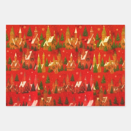 Christmas Village Holiday Wrapping Paper – Festive Geschenkpapier Set (Vorderseite 3)