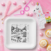 Christmas Village in Winter Pappteller (Party)