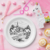 Christmas  Village in Winter Pappteller (Party)