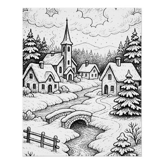 Christmas Village in Winter  Poster (Vorderseite)