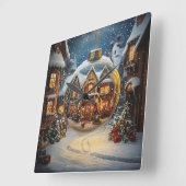 Christmas Village Ornament Wall Clock Quadratische Wanduhr (Winkel)