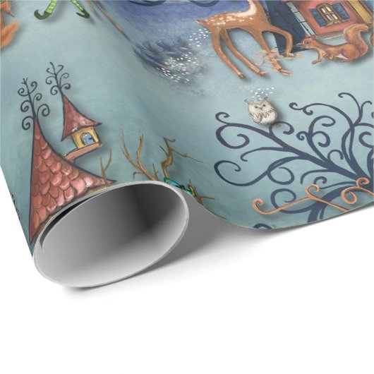 Christmas Village | Reindeer, Elf, Squirrel & Fox Geschenkpapier (Rolleneckpunkt)