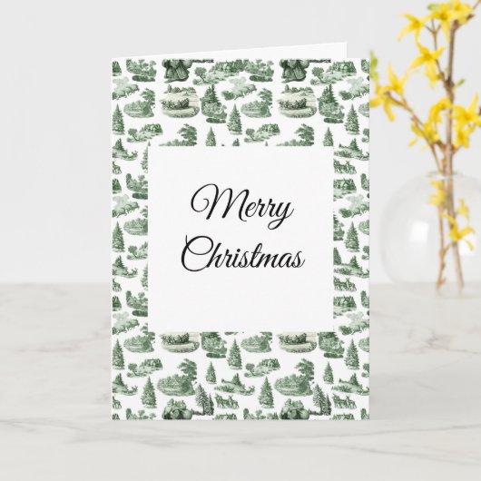 Christmas Village Themed Green Toile Design Karte (Gelbe Blume)