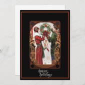 Christmas Vintag Art Deco Couple Feiertagskarte (Vorne/Hinten)