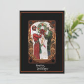 Christmas Vintag Art Deco Couple Feiertagskarte (Stehend Vorderseite)