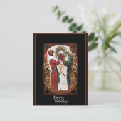 Christmas Vintag Art Deco Couple Postkarte (Stehend Vorderseite)