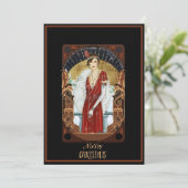 Christmas Vintag Art Deco Lady Feiertagskarte (Stehend Vorderseite)