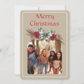 Christmas Vintag Butterfly Poinsettia Foto Feiertagskarte (Vorderseite)