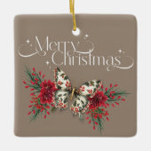 Christmas Vintag Butterfly Poinsettia Foto Keramikornament (Vorderseite)
