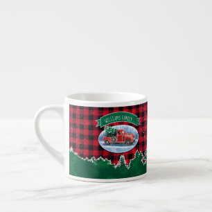 Christmas Vintag Red Truck Buffalo Karierter Name Espressotasse