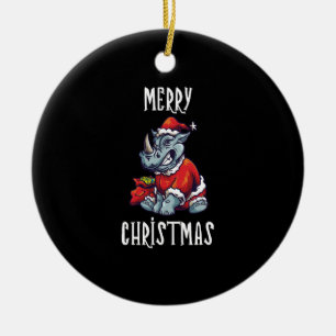 Christmas Vintag Rhino Retro Keramik Ornament