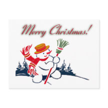 Christmas Vintag Snowman Postcard