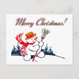 Christmas Vintag Snowman Postcard Feiertagspostkarte