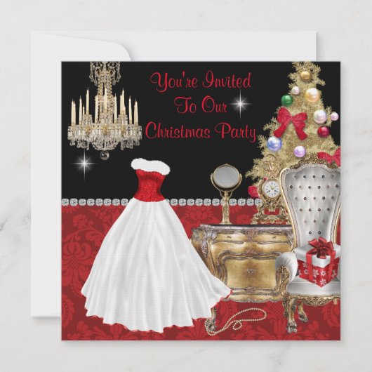 CHRISTMAS VINTAGE GLAMOUR-INVITATIONEN EINLADUNG (Vorderseite)