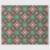 Christmas Vintage Plaid Holly & Deer Pattern Geschenkpapier (Flach)