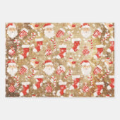 Christmas Vintage Santa Claus & Stockings Pattern Geschenkpapier Set (Vorderseite 3)