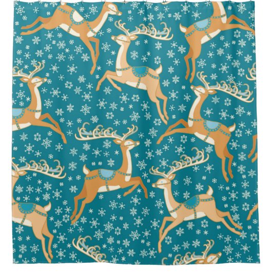 Christmas vintage seamless pattern with reindeer. duschvorhang (Vorderseite)