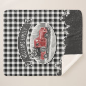 Christmas Vintage Truck Black Buffalo Pläd Name Sherpadecke (Vorderseite (Horizontal))