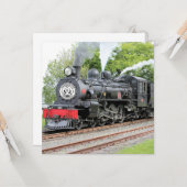 Christmas Vintagen Dampfzug Motor Bahn Rot Niedlic Karte (Vorderseite/Rückseite Beispiel)