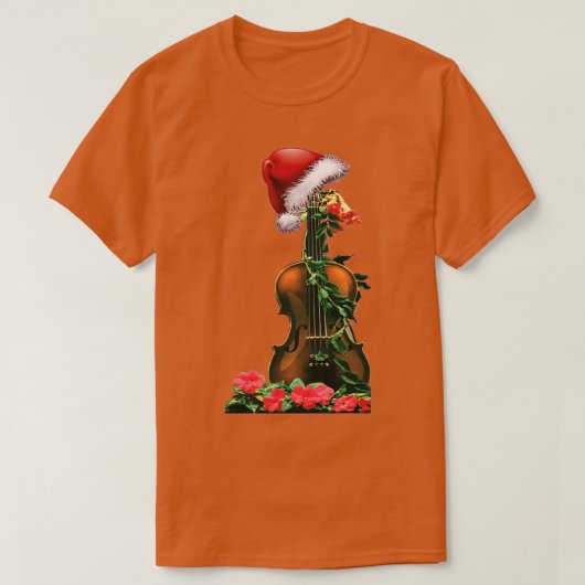 Christmas Violin with Santa hat T-Shirt (Design vorne)