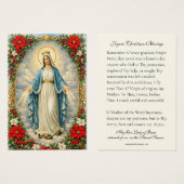 Christmas Virgin Mary Memorare Prayer Poinsettia (Vorne & Hinten)