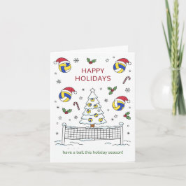 Christmas volleyball Ball Santa Hat Greeting Cards Feiertagskarte