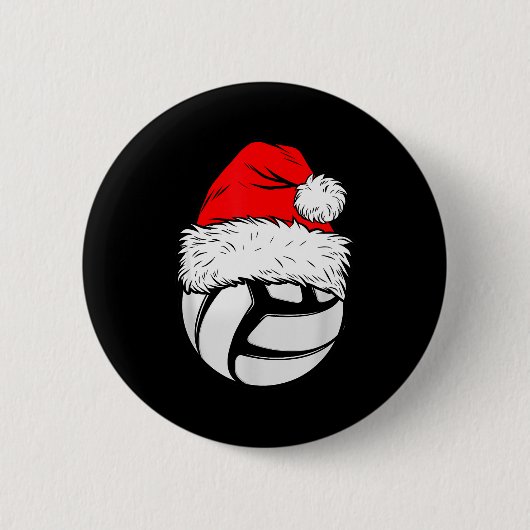 Christmas Volleyball Ball Santa Hat Xmas Matching Button (Vorderseite)