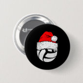 Christmas Volleyball Ball Santa Hat Xmas Matching Button (Vorne & Hinten)