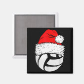 Christmas Volleyball Ball Santa Hat Xmas Matching Magnet (Vorderseite/Rückseite)