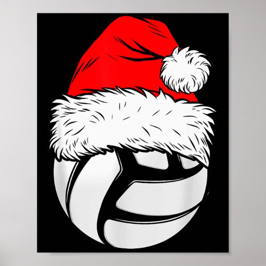 Christmas Volleyball Ball Santa Hat Xmas Matching Poster (Vorne)