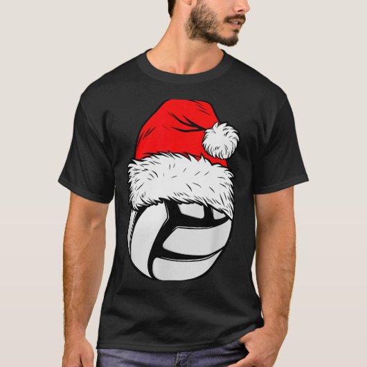 Christmas Volleyball Ball Santa Hat Xmas Matching T-Shirt (Vorderseite)