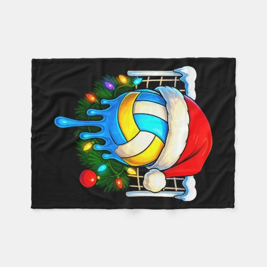 Christmas Volleyball Drip Ice Cream Drip Xmas Fleecedecke (Vorderseite (Horizontal))