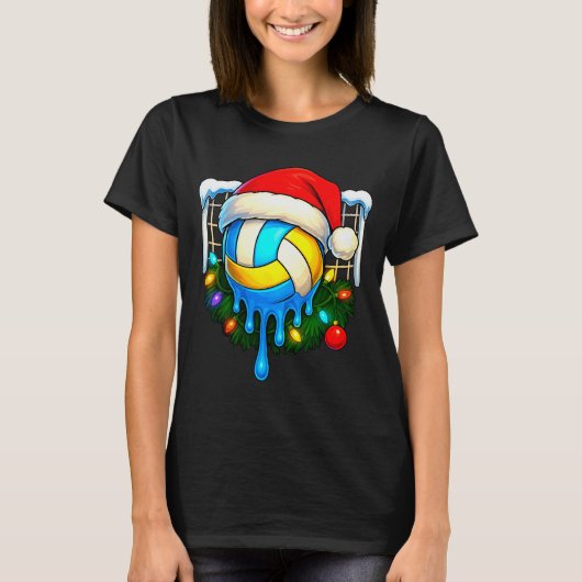 Christmas Volleyball Drip Ice Cream Drip Xmas T-Shirt (Vorderseite)