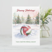Christmas Volleyball Holiday Greeting Cards Feiertagskarte (Stehend Vorderseite)