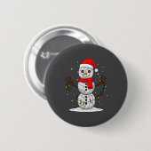 Christmas Volleyball Snowman Santa Hat Funny Holid Button (Vorne & Hinten)